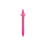A pink pen featuring a decorative elephant topper and a clip. The pen has a smooth barrel design.