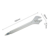 A silver ballpoint pen designed in the shape of a wrench, measuring 160mm in length.