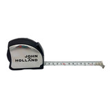 A professional 5 metre tape measure with a silver tape and black casing, featuring a logo.