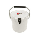 A white 12L ice bucket with a black handle and a logo on the lid.