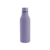 A drink bottle in lavender, featuring a sleek thermal rubber coating and a logo on the side.
