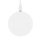A round, white wireless charger with a connected cable. This product belongs to the Phone & Technology category.