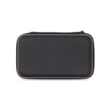 A sleek black power bank with a smooth finish featuring a logo, designed for portable technology charging.