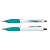 Two Viva Pens with a white barrel and teal accents, featuring a sleek design and chrome detailing.