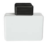 A magnetic clip designed for office use, featuring a sturdy black grip and a white body for organizational purposes.
