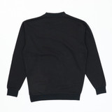 A black crew sweatshirt featuring long sleeves and a simple design, with ribbed cuffs and hem.