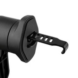 A black car phone holder featuring an adjustable grip mechanism for secure phone placement.