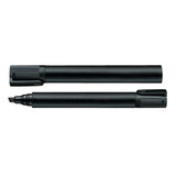 A black Staedtler Lumocolor permanent marker with a chisel tip, featuring a cap and a body design.