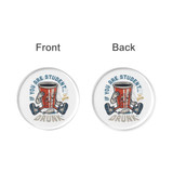 A round, clear acrylic coaster featuring a drink cup design with colourful graphics on both sides.