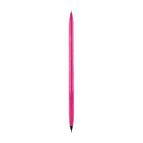 A double-ended pencil and ballpoint pen in a vibrant pink colour. It features a sleek design and a logo.
