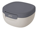 A salad bowl with a grey lid and cream base, featuring a handle and a logo. Capacity is 1.5L.