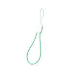 A mint green phone strap with a white attachment, designed for charging convenience.
