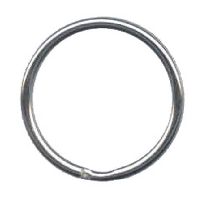 A silver metal O ring with a simple, circular design. It features a shiny finish and has no additional elements. A silver metal O ring with a simple, circular design. It features a shiny finish and has no additional elements.