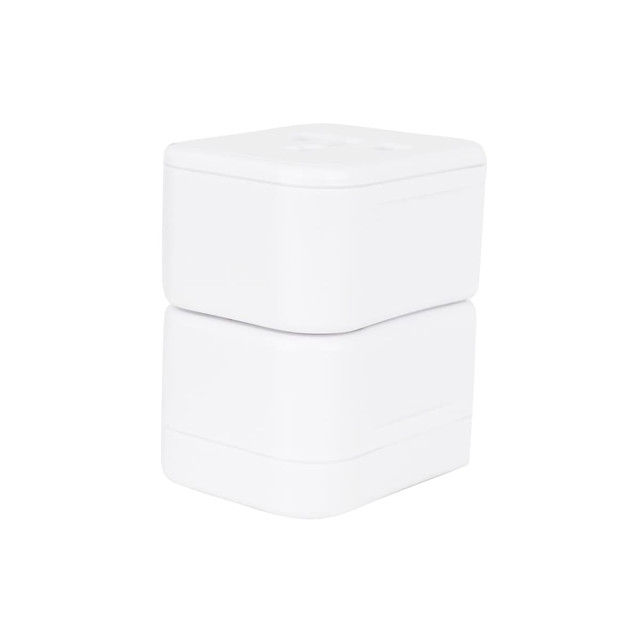 A white universal travel adapter kit featuring stacked compact sections, with a smooth finish and no visible branding. A white universal travel adapter kit featuring stacked compact sections, with a smooth finish and no visible branding.