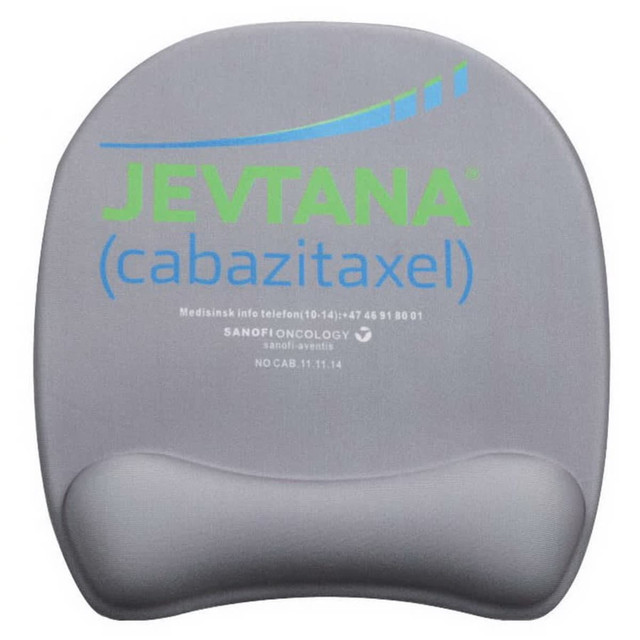 A grey Bone Gel Pad with a smooth surface and a rounded wrist rest, featuring a logo or branding. A grey Bone Gel Pad with a smooth surface and a rounded wrist rest, featuring a logo or branding.