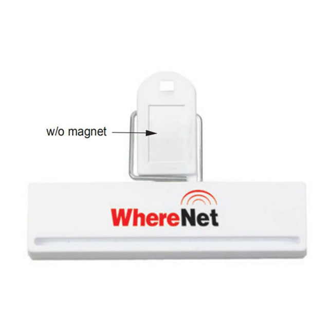 A white clipboard with a silver clip and a logo, featuring a design suitable for office use.
