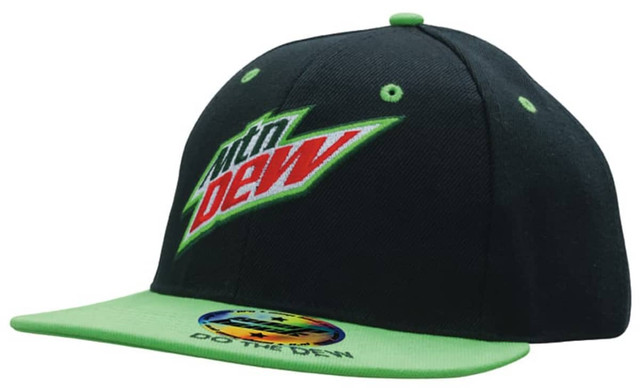 A black cap with a green bill, featuring a logo and a vibrant green accent on the crown. A black cap with a green bill, featuring a logo and a vibrant green accent on the crown.