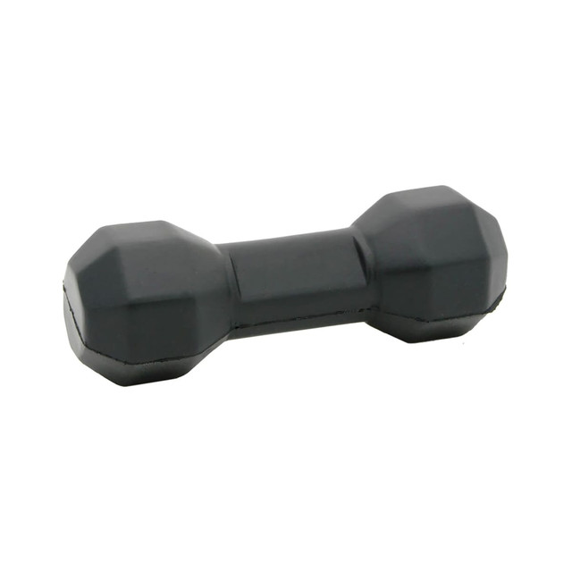 A black stress dumbbell with a geometric design, featuring a compact and portable shape.