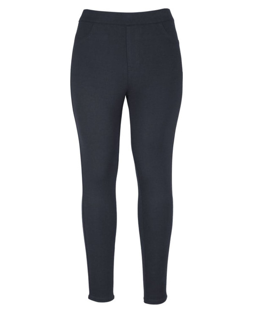 A pair of black ladies' stretch jeggings with a simple design and no visible logos.