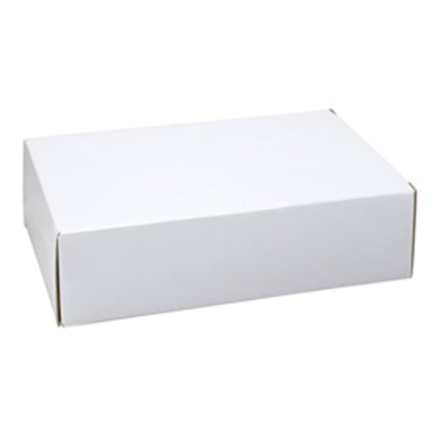 A plain white box with a rectangular shape and no visible markings or branding.