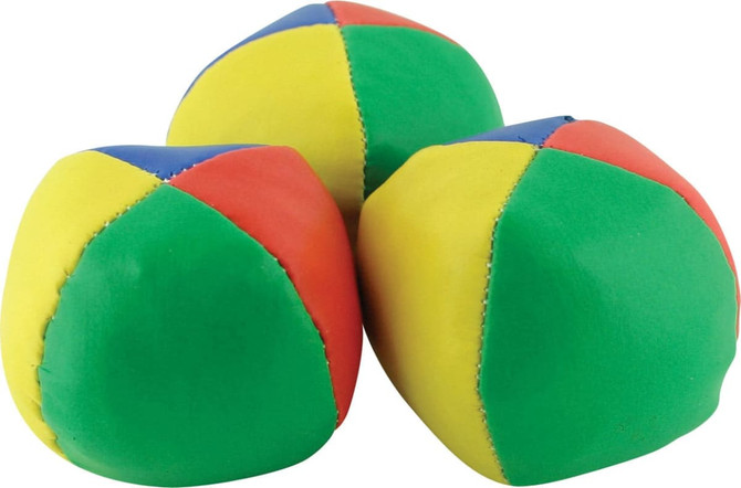 Juggling balls multi coloured in a drawstring bag