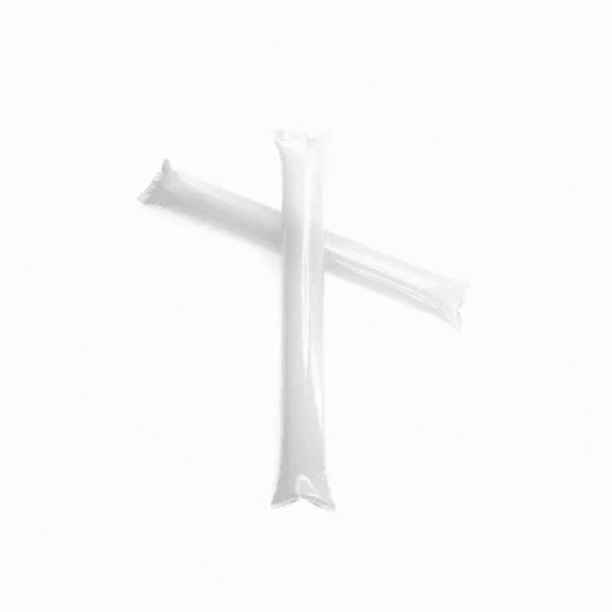 Two transparent plastic sticks laid in a cross formation, designed as a novelty item.