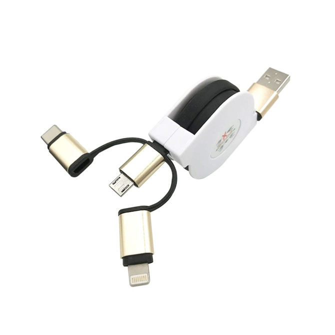 3-In-1 Metal Retractable Charging Cable