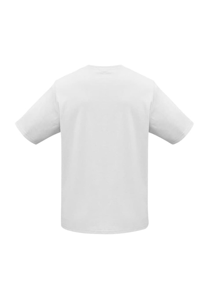 A plain white short sleeve tee with a relaxed fit and no visible branding.