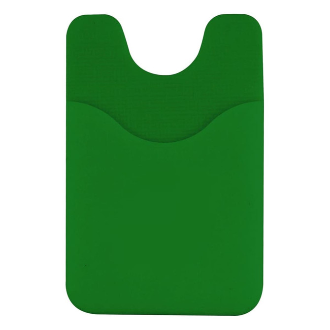 A green Smart Wallet designed to hold cards, featuring two pockets and a sleek, minimal design.