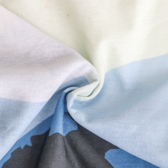 A RPET neck gaiter featuring a blend of pastel colours, with a soft, textured fabric and a logo.
