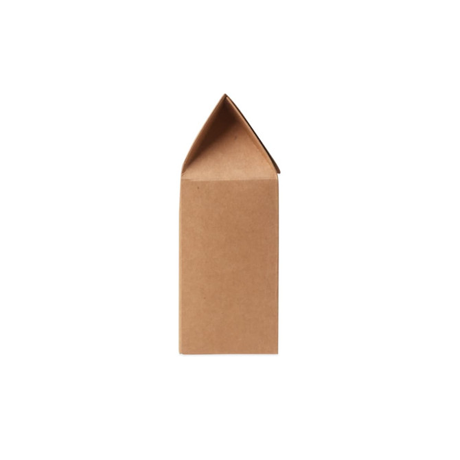 A medium kraft paper portable box in a natural brown colour, featuring a triangular top and a simple design.