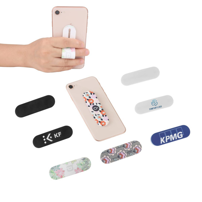 A collection of smartphone straps in various colours and designs, accompanied by a phone held in a hand.