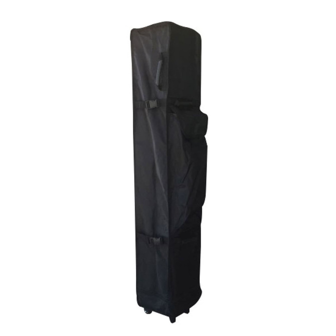 A tall black carry bag designed for transporting the 3x3 Marquee, featuring handles and wheels for easy mobility.