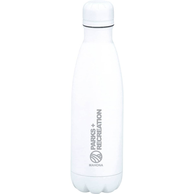 A drink bottle in white, featuring a sleek design and a logo, with a capacity of 760ml.