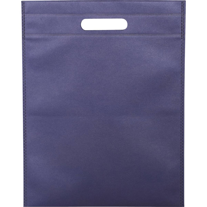 A navy blue non-woven tote bag with a top handle and no visible branding.