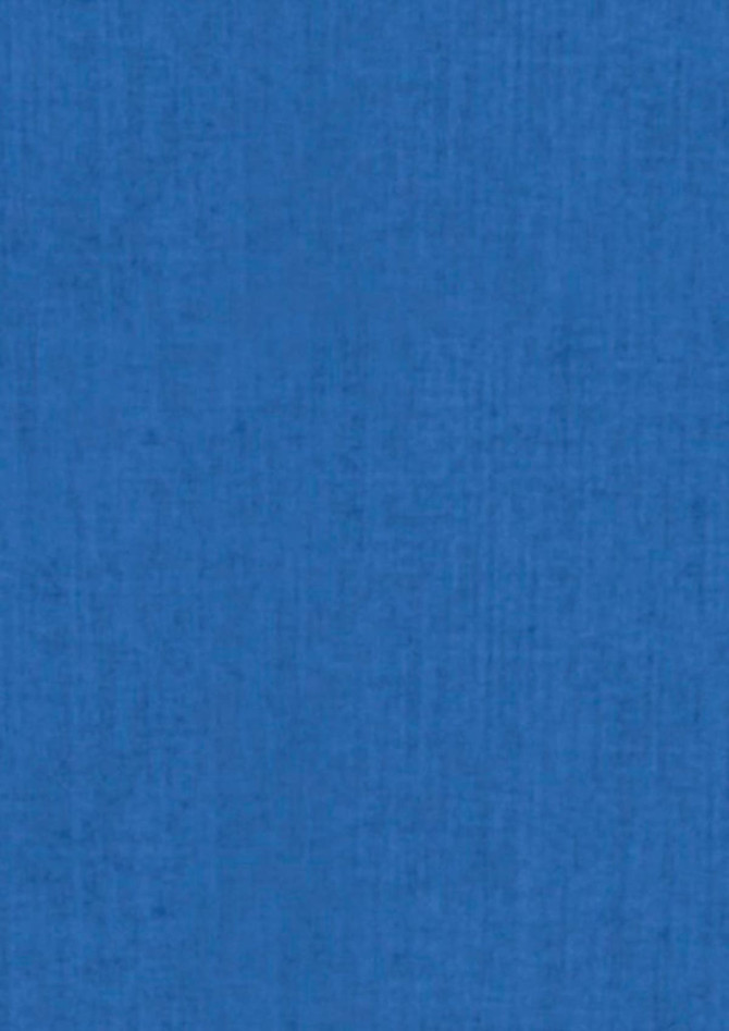 A blue short sleeve button-up shirt with a subtle texture and a logo.
