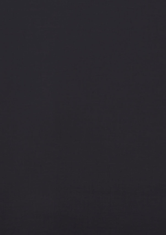 A black short sleeve button-up shirt with a simple design and a logo.