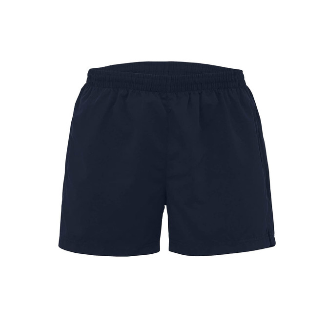 Active shorts for women in navy blue, featuring an elastic waistband and a simple design. Includes a logo.