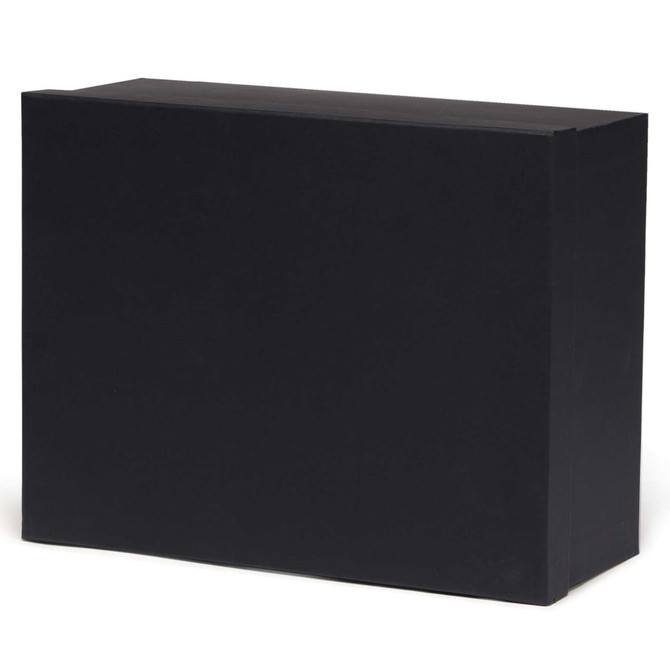 A black rectangular box with a smooth finish, featuring no visible logos or branding.