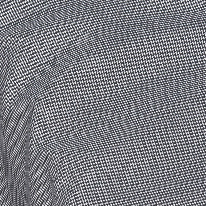 A button-up shirt featuring a black and white houndstooth pattern, with a small logo on the fabric.