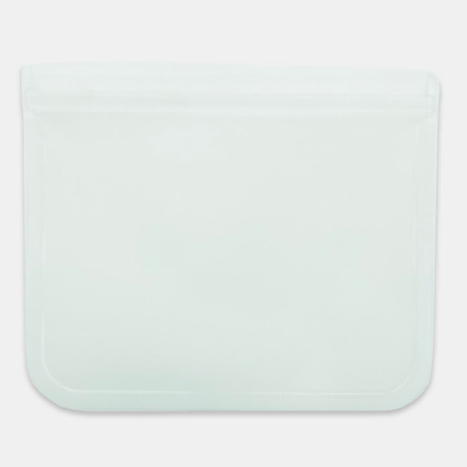 A clear PEVA reusable food storage bag with a zip closure, measuring 21.5 cm x 18 cm. Ideal for various storage needs.