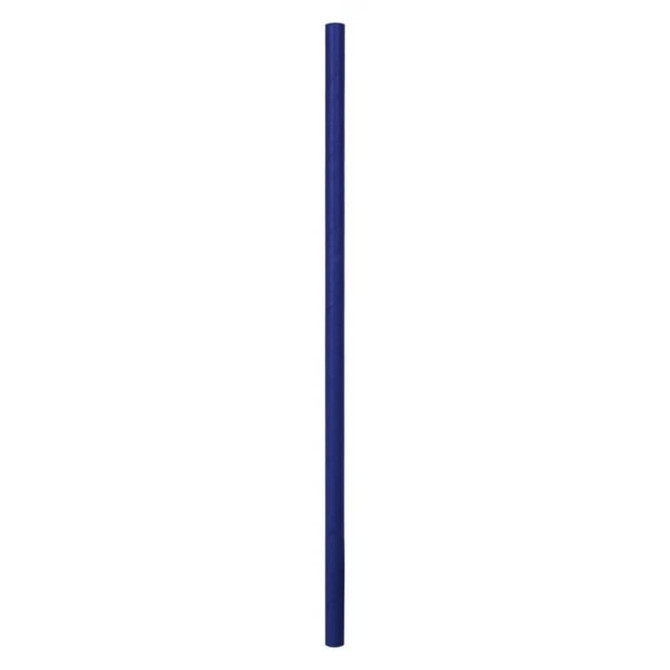 A reusable drink straw in a rich blue colour, showcasing a sleek and simple design. It features a branding logo.