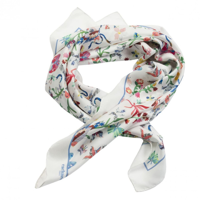 Silk scarf Butterfly White