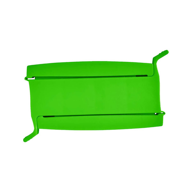 A green food clip with two sides, featuring a simple, sleek design suitable for kitchen use.