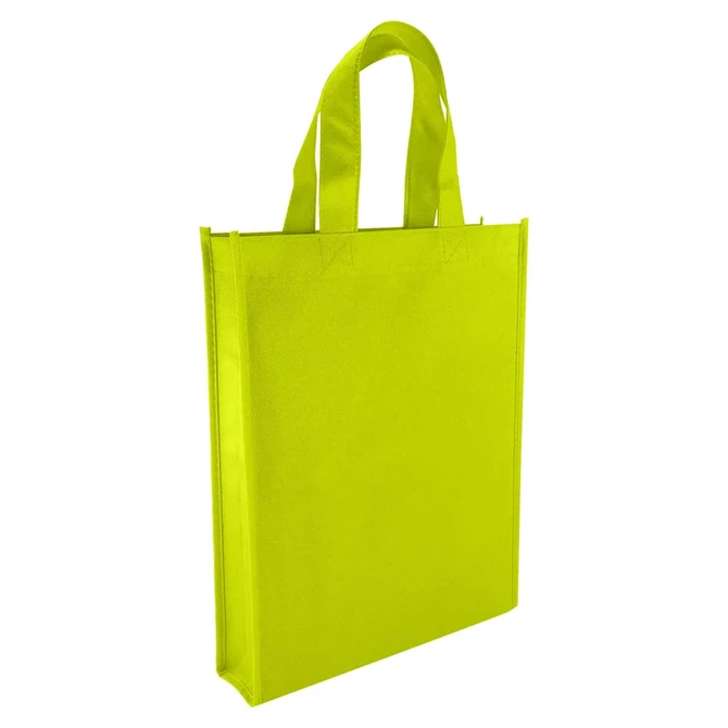A bright yellow non-woven tote bag with two sturdy handles and a simplistic design.