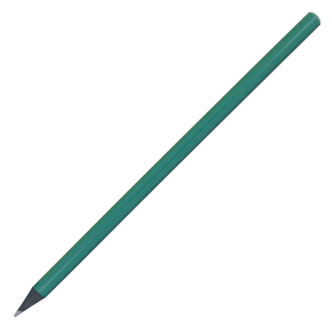 A green pencil with a sharpened point, featuring a simple design and no visible branding.