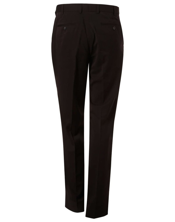 Men's black polyviscose stretch pants with a tailored fit, featuring back pockets and a logo.