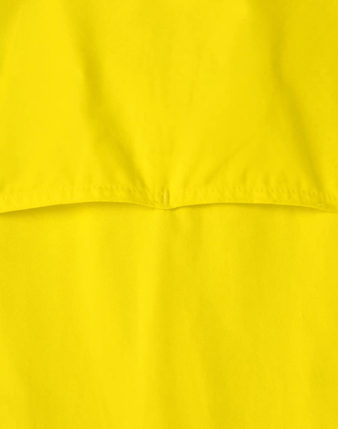 A high-visibility long-sleeve shirt in bright yellow with perforated tape details and a closed front design.