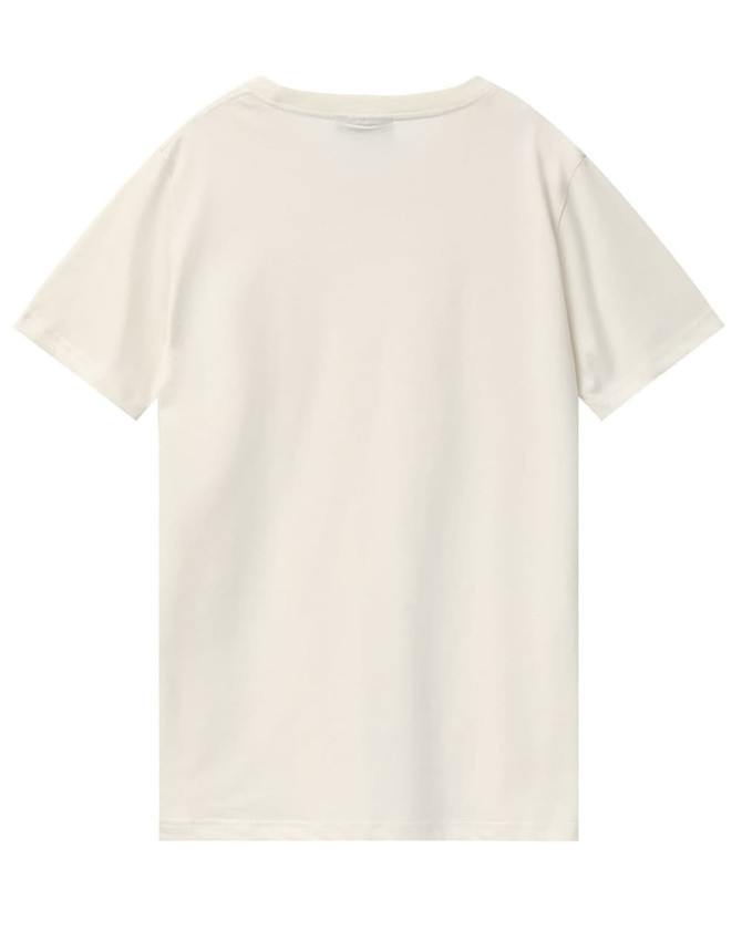 A plain cream-coloured men's premium cotton t-shirt with short sleeves and no visible branding.