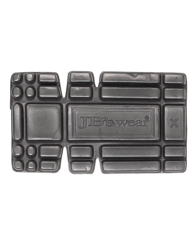 A grey adjustable sizing knee pad with various textured sections and a logo.